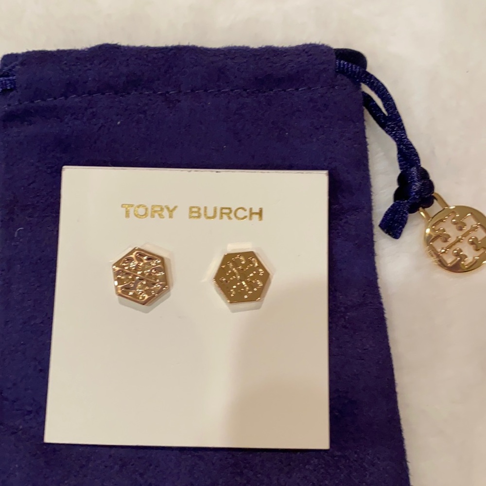 Tory Burch Logo Gold Plated Earrings - Picture 3 of 7
